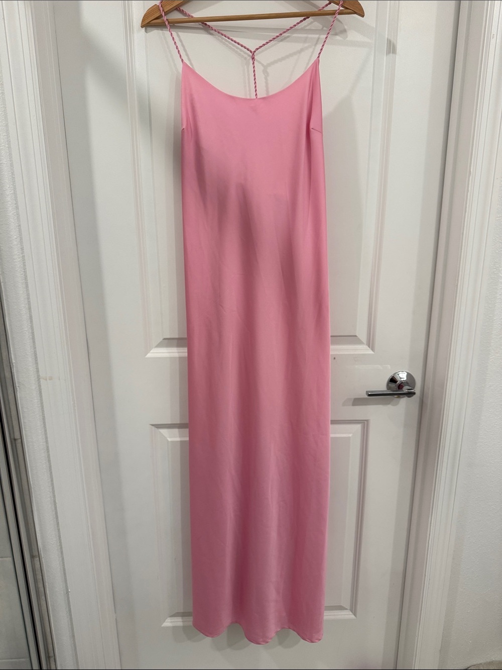 Forever 21 Pink Slip Maxi Dress with Braided Straps